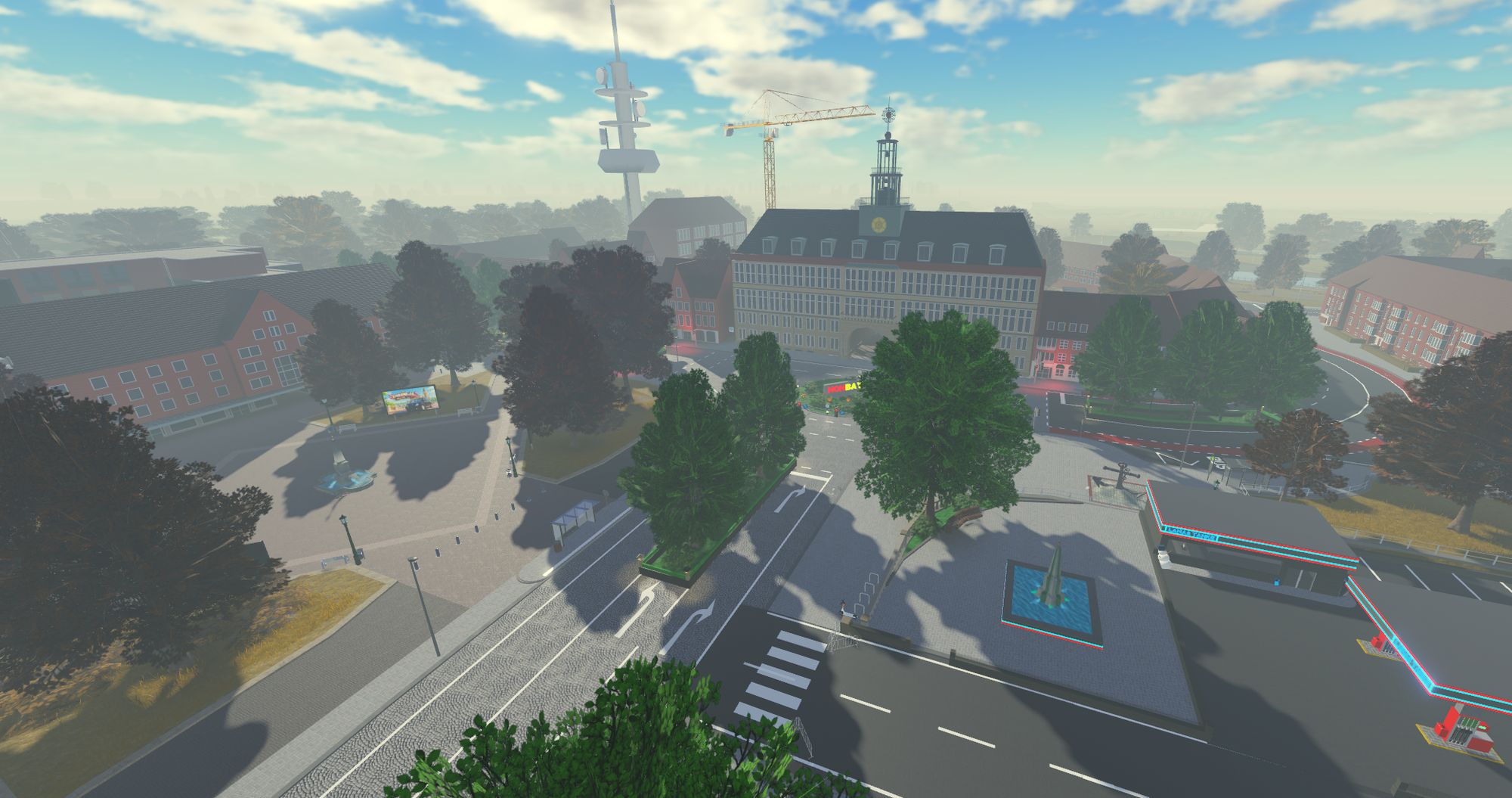 Rathausplatz von Emden von oben
